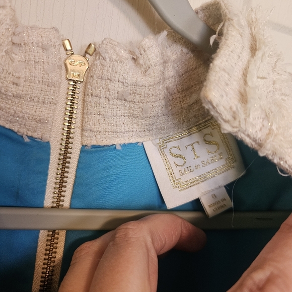 Sail To Sable Vneck Tweed Cap Sleeve Shift Mini Dress Quiet Luxury Preppy - Picture 9 of 12